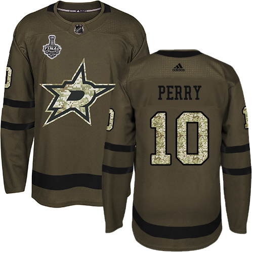 Men Adidas Dallas Stars #10 Corey Perry Green Salute to Service 2020 Stanley Cup Final Stitched NHL Jersey->dallas stars->NHL Jersey